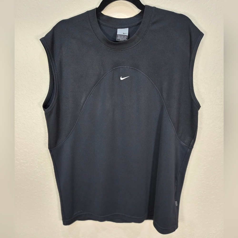 Vintage Nike Black Mesh Men's Sleeveless Shirt Large With Center Swoosh